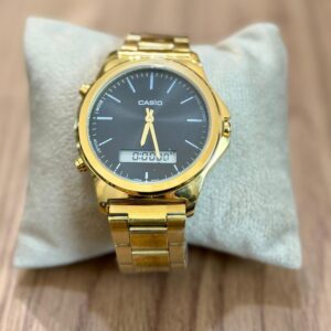Relógio Casio Digital Classic Dourado com Fundo Preto – Moderno e Atemporal